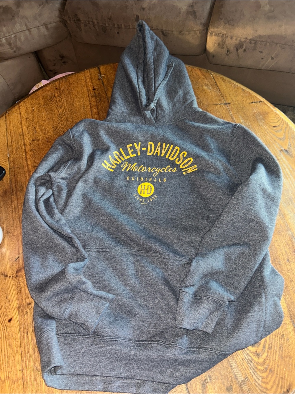 Harley-Davidson Charcoal Zip-Up Hoodie with Yellow Logo